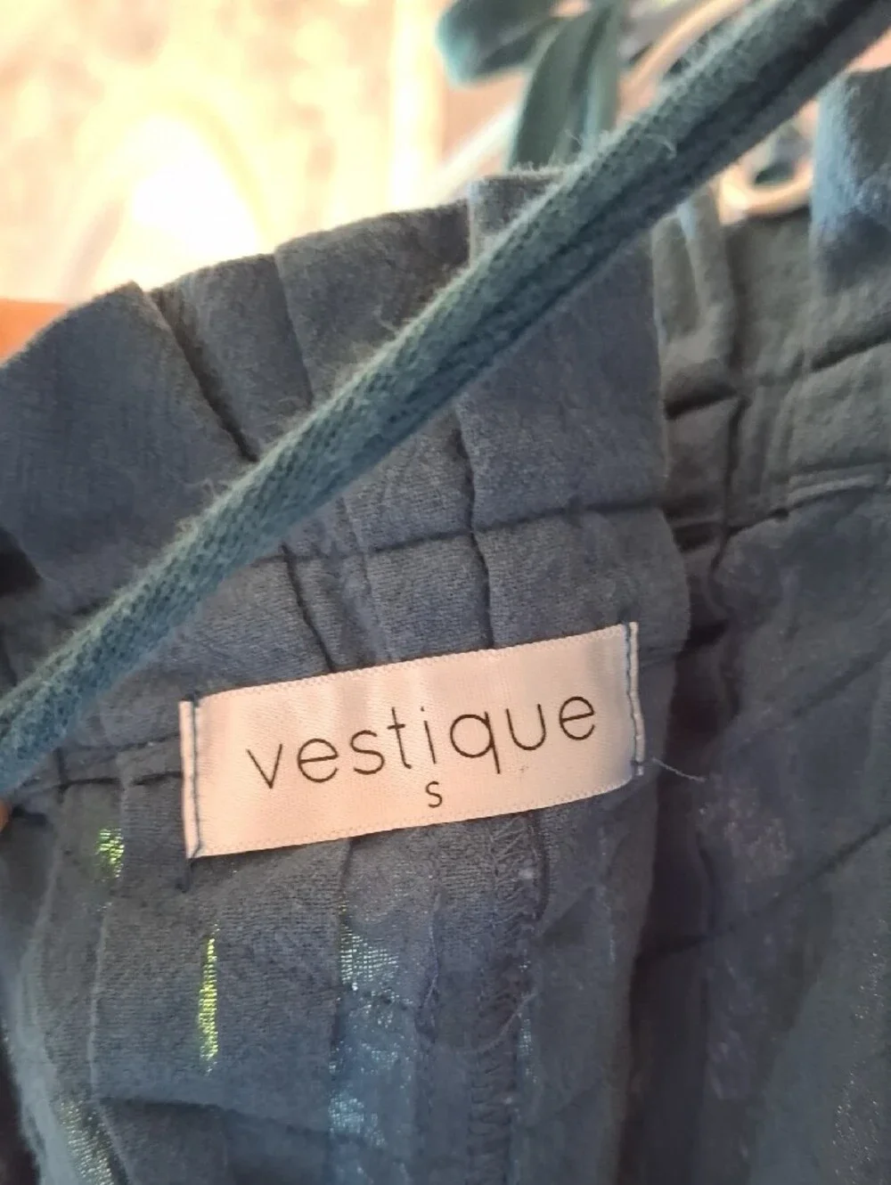 vestique Teal Wide-Leg Pleated Pants